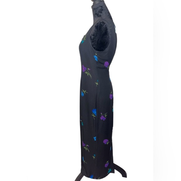 Y2K 100% Silk Spenser Jeremy Black Floral Maxi Dress- size 8 - Picture 3 of 4